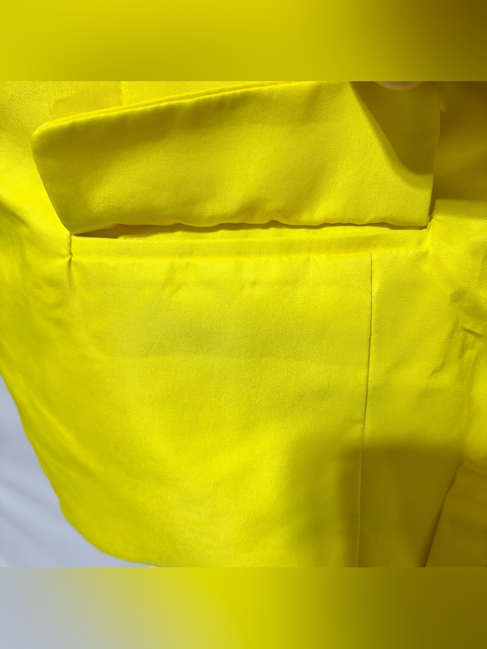 New H&M Ruched Sleeves Open Front Blazer Bright Yellow Size 12 - Picture 7 of 14